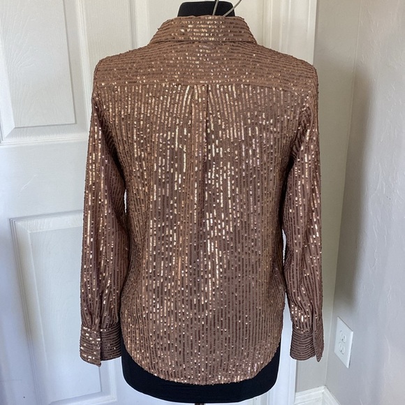 Anthropologie The Remie Sequined Brown Shirt - Picture 5 of 8